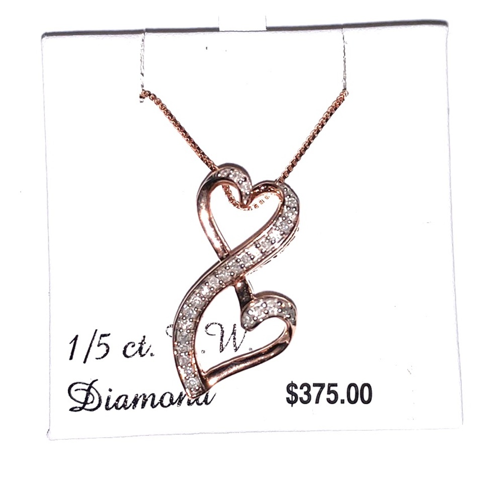 1/5 ct diamond necklace rose gold